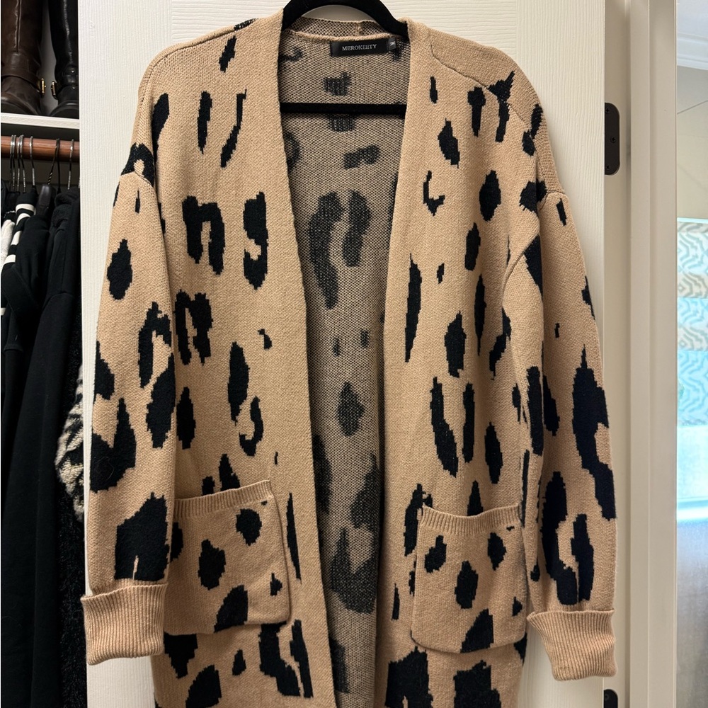 Leopard Print Open Front Cardigan